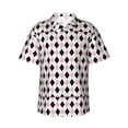 thumbnail image 1 of Pink Argyle Black White Hawaiian Shirts For Men, Summer Short-Sleeve Relaxed-Fit Button-Down Shirts X-Large, 1 of 9