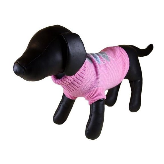 Pink Argyle Turtleneck Dog Sweater - Small