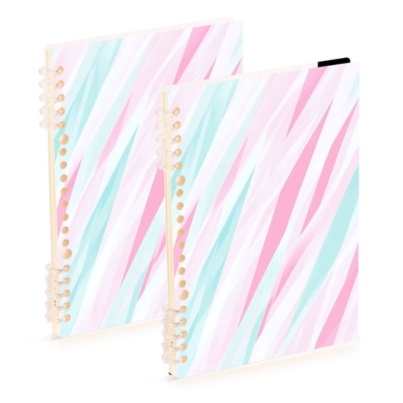 Pink Art Pattern 2-Piece A5 PP Notebooks, Adjustable Rings, 80g Paper, Diary Set