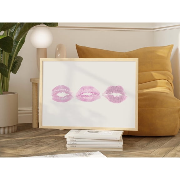 Pink Art Prints Trendy Wall Art Kiss Lips Wall Art Dorm Wall Art Lips Print Preppy Dorm Girly Wall Art Makeup Landscape Art Modern Wall Decor Wall Art
