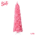 thumbnail image 1 of Pink Artificial Christmas Tree 7.5ft, Unlit Pencil Xmas Tree with Sturdy Crossed Base and Lifelike Branches, Realistic Indoor Holiday Decoration, 1 of 7