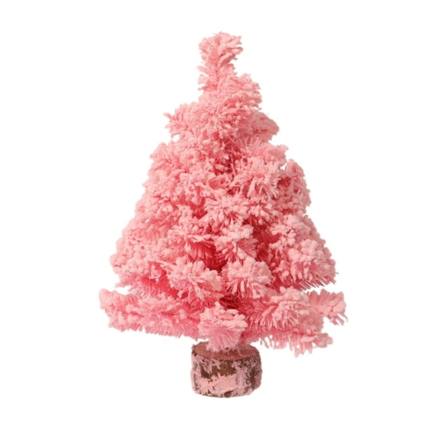 Pink Artificial Christmas Tree Flocked Christmas Tree Mini Desktop