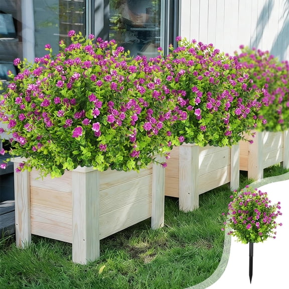 Pink Artificial Eucalyptus Stems Fake Flowers Outdoor Decor Realistic Silk Plants for Porch Garden 20 Inch