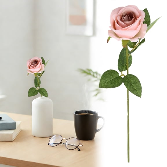 Pink Artificial Flowers with Stems Silk Roses Fake Flowers Bouquet for Wedding Centerpiece Table Vase Home Kitchen Party DIY Decor 19.7 inch