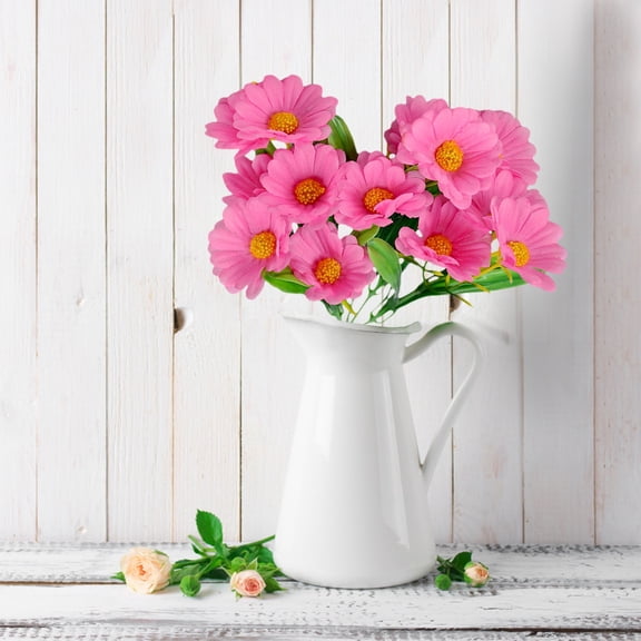 Pink Artificial Gerbera Daisy Flower Heads - 15 Heads Fake Gerbera Daisies for Wedding, Bridal Party, Home Kitchen Decor & DIY Craft Projects (1 Pcs)