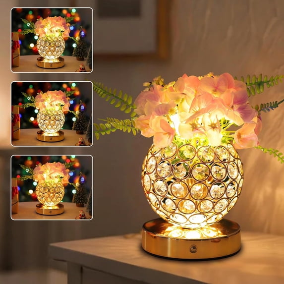 Pink Artificial Hydrangea Flower Lamp, 3 Color Dimmable Touch Control Night Light, Christmas Birthday Gifts for Women, Artificial Hydrangea Flower Table Lamp Decor for Bedroom Bar Coffee Shop Wedding