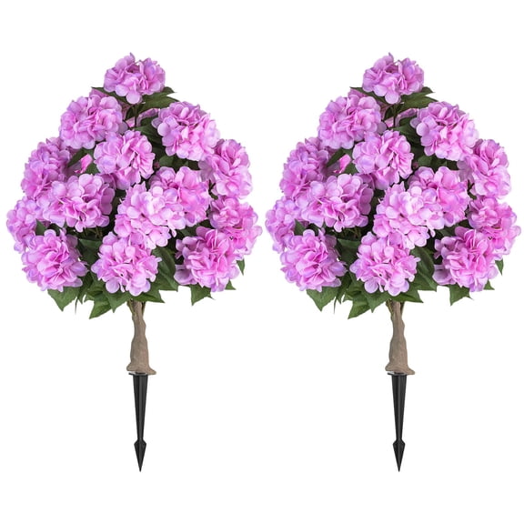 Pink Artificial Hydrangea Topiary Trees, 2 Pack 33" For Front Porch Planters Urns Garden Yard Patio Decor