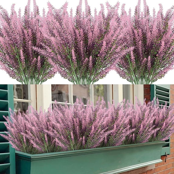 Pink Artificial Lavender Flower Decor, Plastic Bouquet for Indoor Table Home Ornament Pink