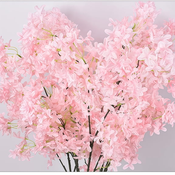 Pink Artificial Lilac Cherry Blossom Branches Silk Flowers Faux Lilac Flowers Floral Fake Bouquet Floral Ornaments for Valentine's Day Wedding Party Home Decor, 3 Pcs 38 inch,Topboutique