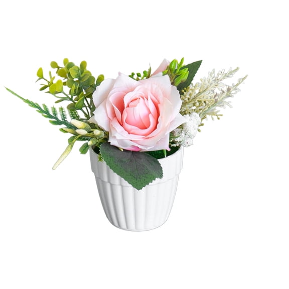 Pink Artificial Potted Plant, Simulation Corner Rose for Desk Decoration in Home or Office Settings