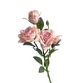 thumbnail image 1 of Pink Artificial Roses, Artificial Roses with Stems, Silk Flowers for Home Decor Indoor, 26 In, Burnt Edge Petals, Living Room Decor, 1 Pc, 1 of 7