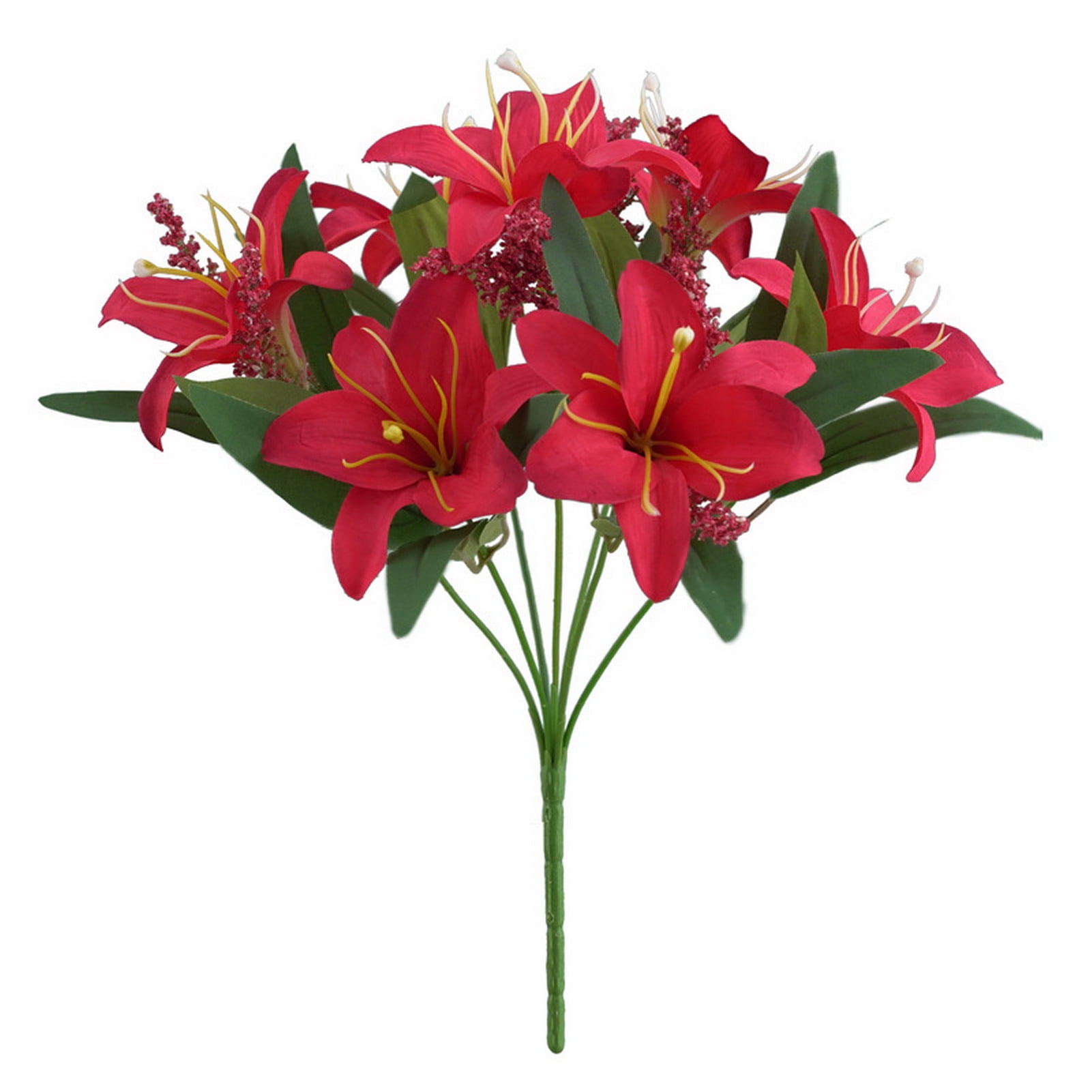 Pink Artificial Stargazer Lily Flowers Fake Real Touch Lily Latex