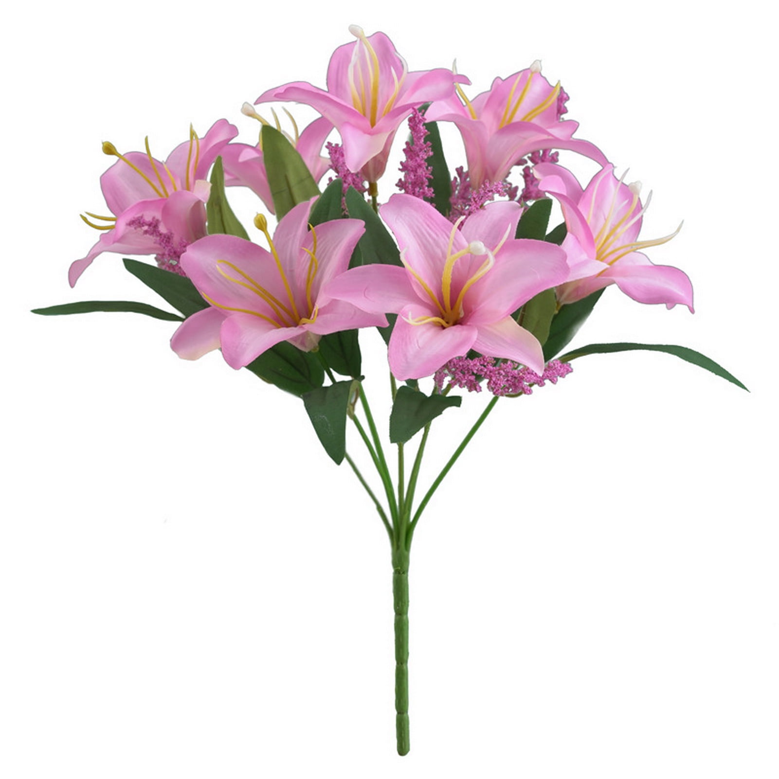 Pink Artificial Stargazer Lily Flowers Fake Real Touch Lily Latex