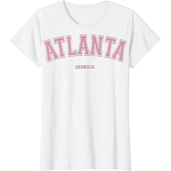Pink Atlanta Georgia GA Varsity Style on Atlanta T-Shirt