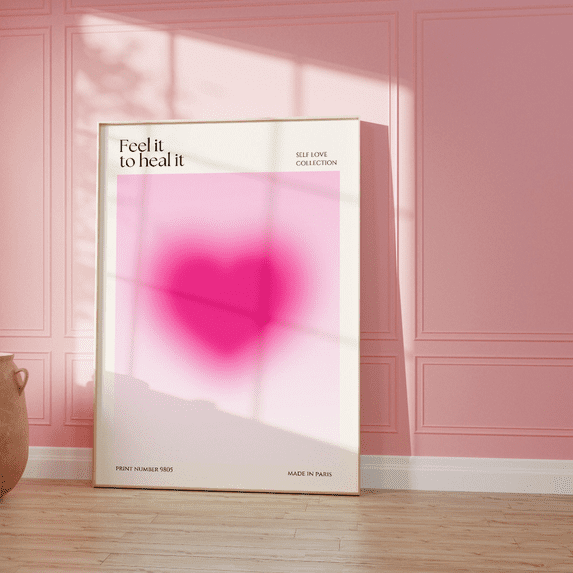 Pink Aura Wall Poster Instant Positivity Poster Aesthetic Art Trendy ...