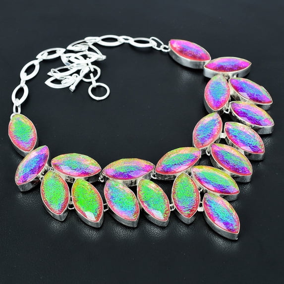 Pink Australian Triplet Opal 925 Sterling Silver Jewelry Necklace 18" VJ 1461