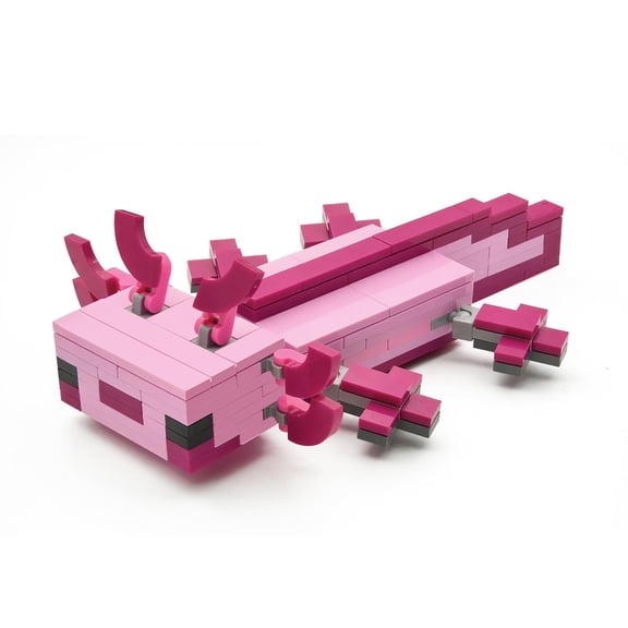 Pink Axolotl Building Block Set, Pixel Style Axolotl Animal Building Set, 164Pcs