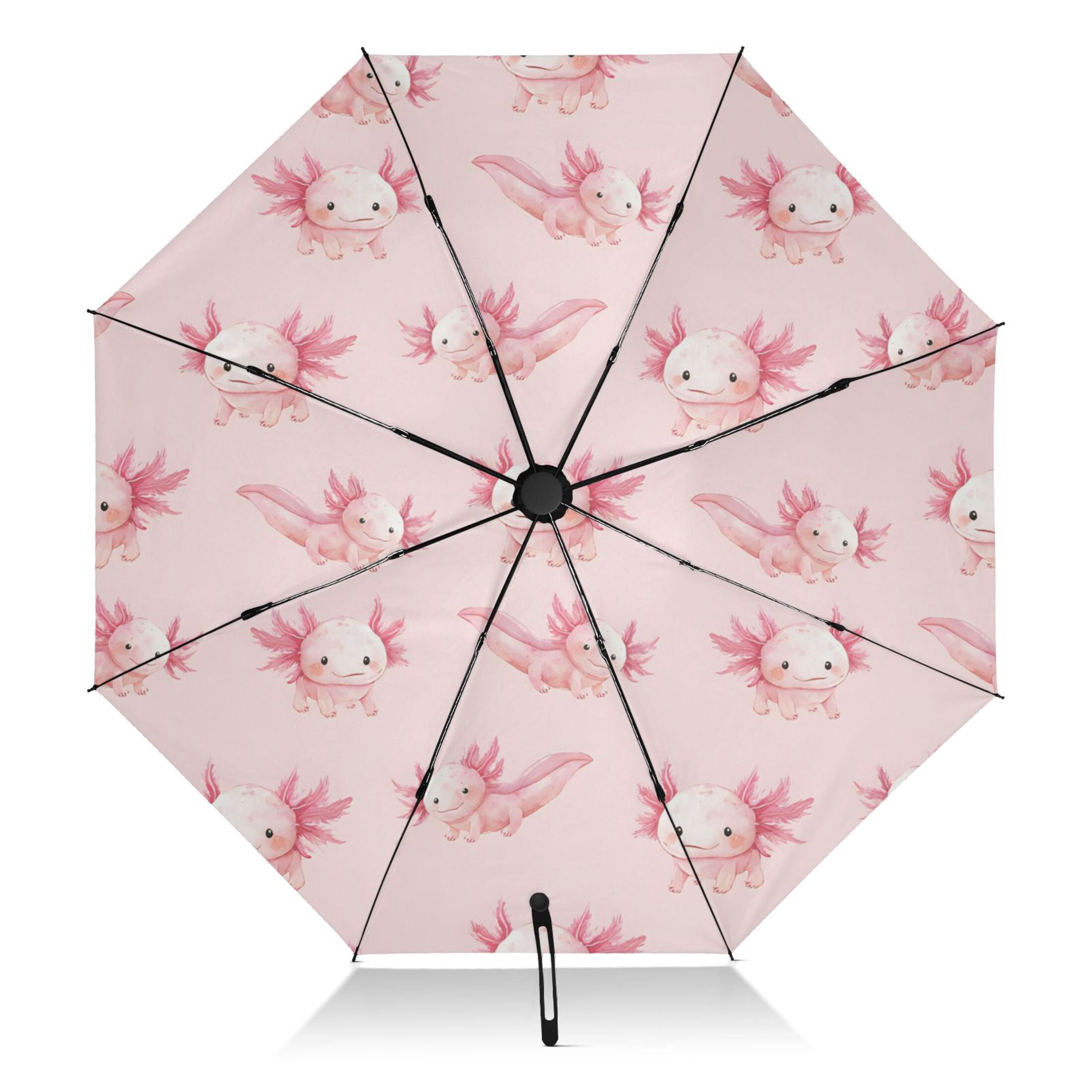 Pink Axolotls Illustrat Pattern Umbrella Folding Sun Umbrella Travel ...
