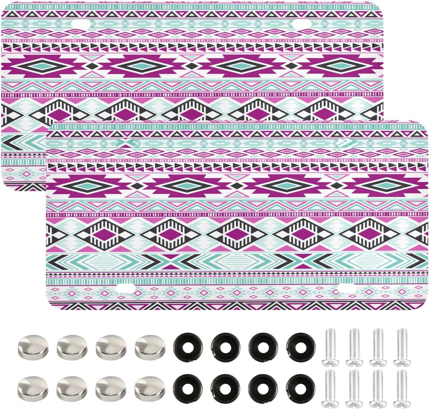 Pink Aztec Navajo Print License Plates Front License Plate Covers Metal