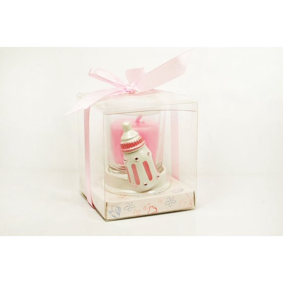 Pink Baby Bottle Candle Favor Baby Shower Birthday Party Favor Gift