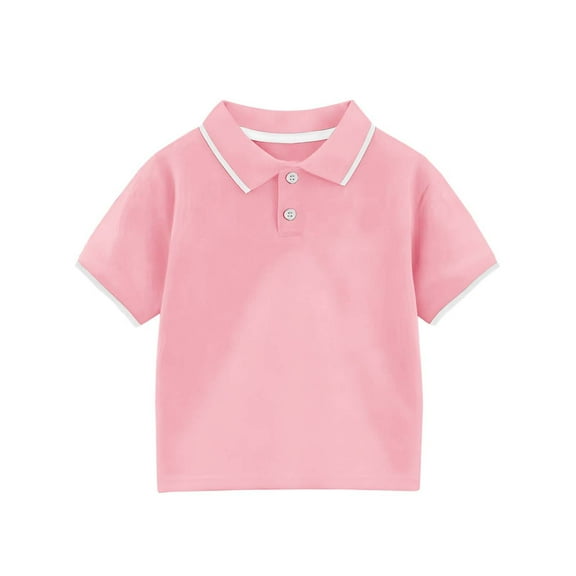 Pink Baby Henley Turtleneck Tops for Kids Girl Boy Summer Fall Short Sleeve Casual Basic Tops Shirt Blouse Kid 2025 Clothes Fashion Y2K 2 Years