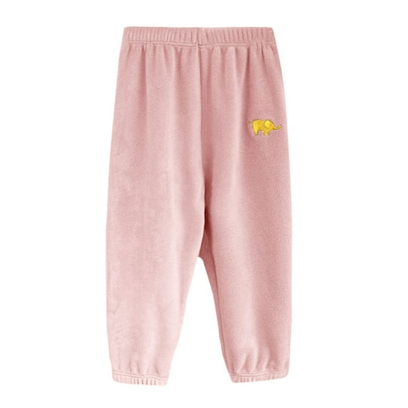 Pink Baby for Kids Girl Boy Fall Winter Fleece Lined Wool Graphic Loose Fit Warm Straight Leg Elastic Waist Long Cuff Leg Trousers Pants Kid 2025 Clothing 5 Years