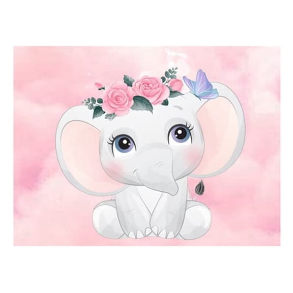 Pink Baby Shower Elephant Edible Image For Your Quarter Sheet Cake By TNCT