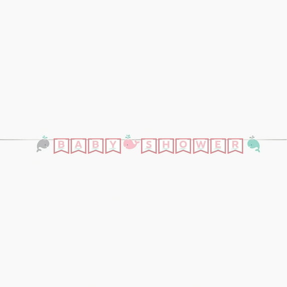 Pink Whale Baby Shower Ribbon Banner (1 ct)