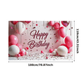 thumbnail image 1 of Pink Backdrop Banner with Happy Birthday Text Balloons Stars and Confetti Birthday Party Decoration Photography Props Party Supplies Decor Background, 1 of 8
