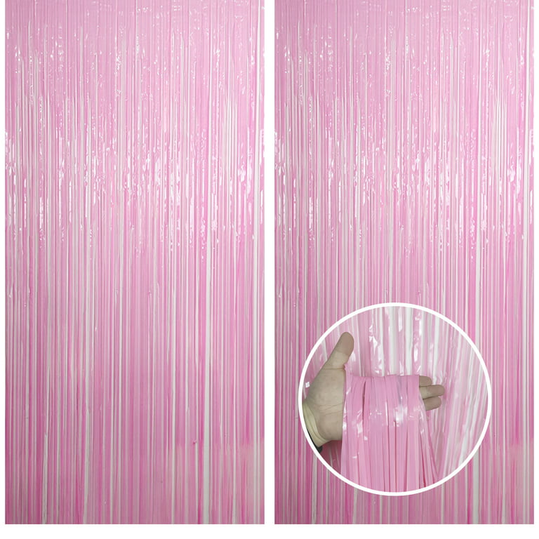 Pink Backdrop for Pink Party Decorations - 3.3Ft x 6.6Ft, Pink Foil Fringe  Curtain, Pink Fringe Backdrop for Pink Streamers Party Decorations, Pink  Tinsel Backdrop for Birthday 