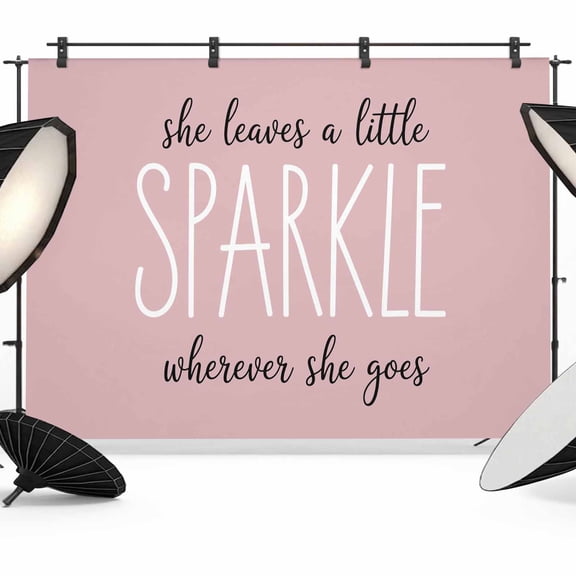 Pink Backdrop for Photoshoot,Photography Photo Studio Background Wall Backdrop,She Leaves A Little SPARKLE Wherever She Goes Back Drop Banner Panel for Portraits Wedding Party Live Streaming 7x5Ft