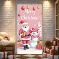 thumbnail image 1 of Pink Background Christmas Banner Snowman Design Merry Christmas Banner Christmas Tree Pattern Plaid Pattern Snowman Banner for Christmas Party Indoor Decoration Holiday Celebration, 1 of 9