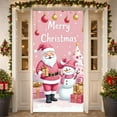 thumbnail image 1 of Pink Background Christmas Banner Snowman Design Merry Christmas Banner Christmas Tree Pattern Plaid Pattern Snowman Banner for Christmas Party Indoor Decoration Holiday Celebration, 1 of 9