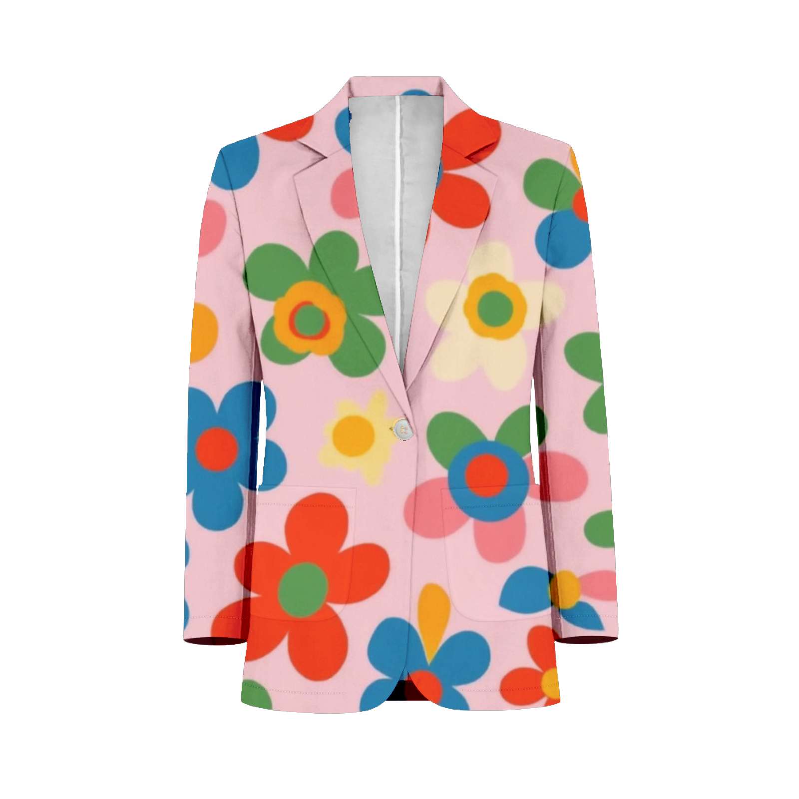 Pink Background Colorful Flower Pattern Customized Men's Suits full man ...