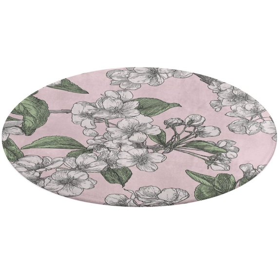 Pink Background Delicate Blossom Pattern Round Carpet Living Room Carpet Modern And Stylish Living Room And Bedroom Decorative Carpet Rocking Chair Mat