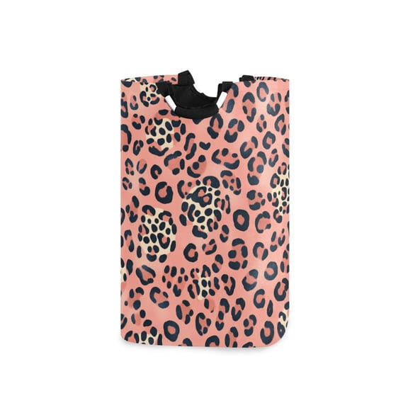 Pink Background Dot Pattern Laundry Basket with Handles 50L Collapsible Laundry Hamper for Bathroom Bedroom Laundry Room