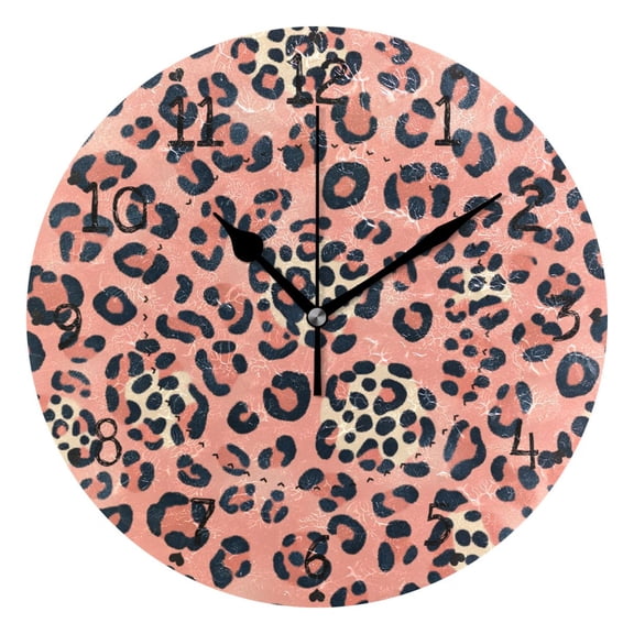 Pink Background Dot Pattern Round Wall Clock Silent Battery Operated Home Decor for Living Room Bedroom