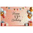 thumbnail image 1 of Pink Background Happy 13th Birthday Banner with Balloons Confetti and Presents Party Supplies Backdrop Decor for Photography Props Birthday Party Decors, 1 of 6