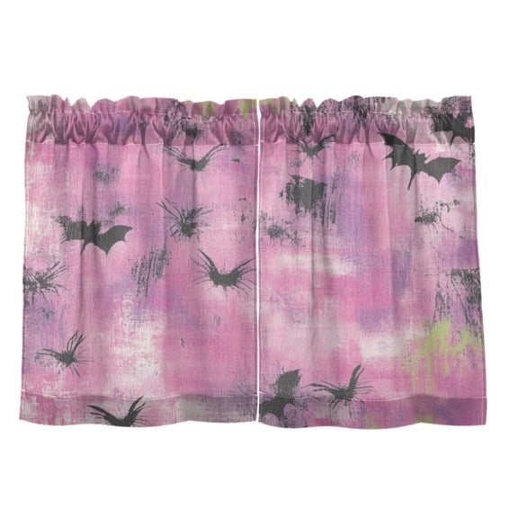 Pink Background Pattern 27"x36" Linen Look Cafe Curtain Set with Privacy and UV Protection