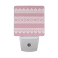 thumbnail image 1 of Pink Background White Lace Border Hearts Valentine LED Night Light Sensor Lamp Plug-in Adjustable Brightness 2 Pack, 1 of 7