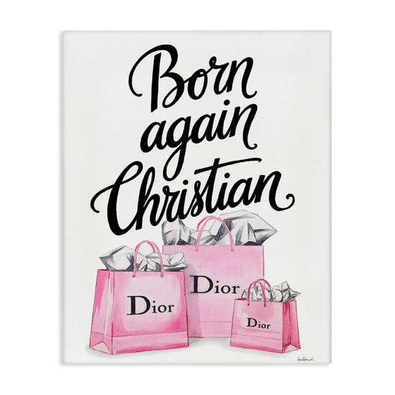 Stupell Industries Glam Pink Bags Born Again Christian Canvas Art, 36 x 48, by Amanda Greenwood
