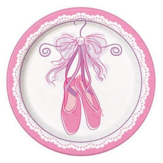 Pink Ballerina Party Paper Dessert Plates, 7in, 8ct
