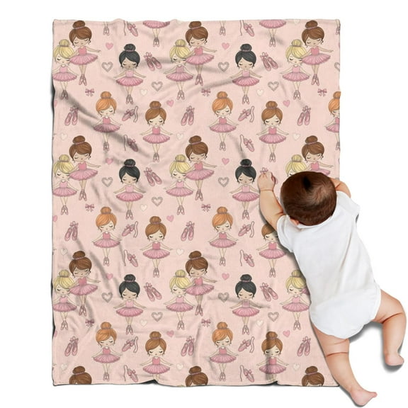 Pink Ballerina Pattern Blanket,Comfortable Soft Flannel Throw Blanket,All Season,Warm Lightweight Blankets for Sofa Bed Couch Living Room Chair,30"x40"