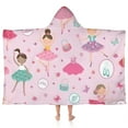 thumbnail image 1 of Pink Ballerina Princess Pattern Hooded Bath Towel，50"x30" for Ages 3 To 12 Kids, Quick Dry Lightweight Soft Microfiber Hood Beach Towel Cover Up for Kids, 1 of 7