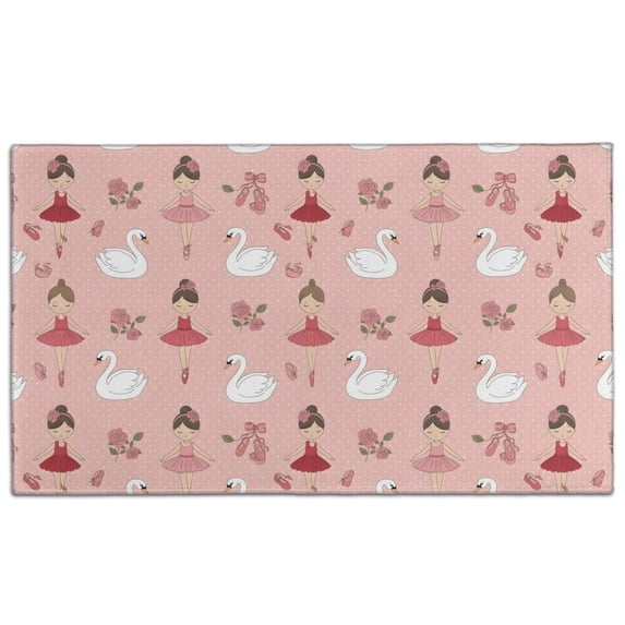 Pink Ballerina Swan Pattern Door Rugs,Washable Non Slip Door Mats Indoor,Decorative Door Mats,Entry Mat Indoor for Entrance,Bedroom,Kitchen,Bathroom,17"x30"