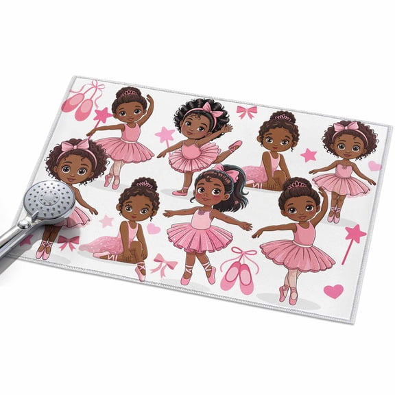 Pink Ballet Dancer Entryway Rug 2x3ft Washable Non Slip Bathroom Rug Indoor Floor Front Door Mat Cute Cartoon Girls Bow-knot Love Star Rectangle Area Rugs Carpet for Kitchen Office Dining Room