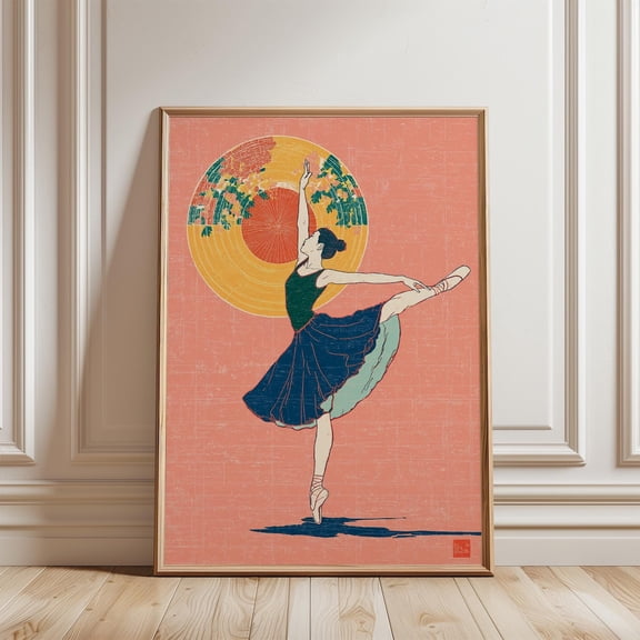 Pink Ballet Dancer Japanese Minimal Poster Unframed Paper Print