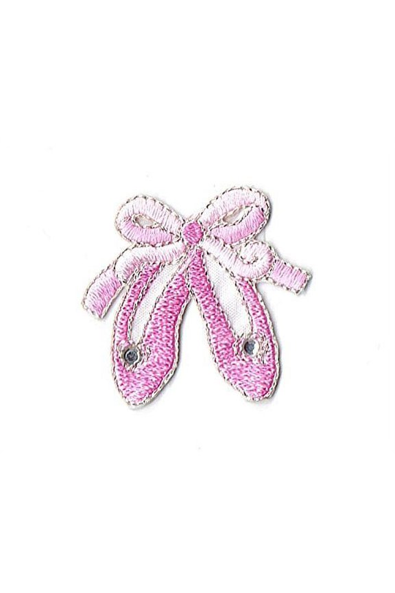 Pink Ballet Shoes/Slippers - Rhinestones - Iron On Applique/Embroidered Patch