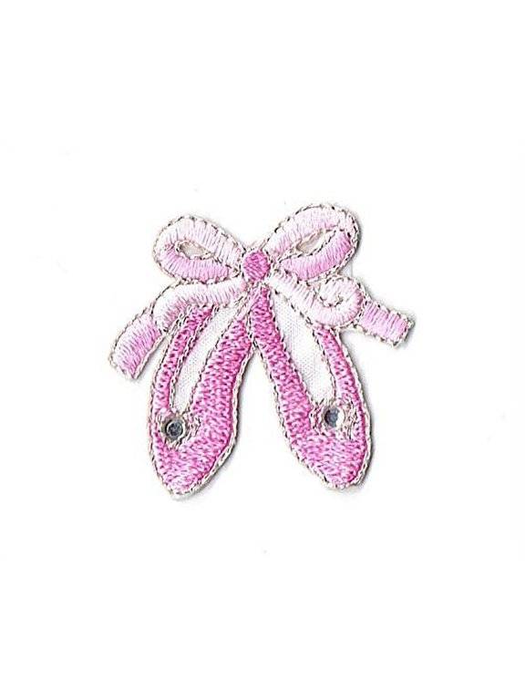 Pink Ballet Shoes/Slippers - Rhinestones - Iron On Applique/Embroidered Patch