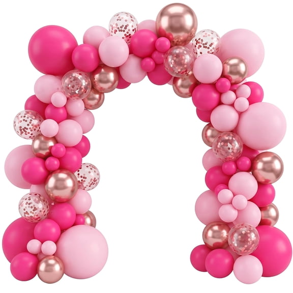 Pink Balloon Arch Garland Kit,Customizable Balloon Decoions for Birthday,Wedding,Princess Theme,Engagements,Anniversary,Graduation,Valentine's Day Party,Hot Pink,Metallic Rose Gold, Pink